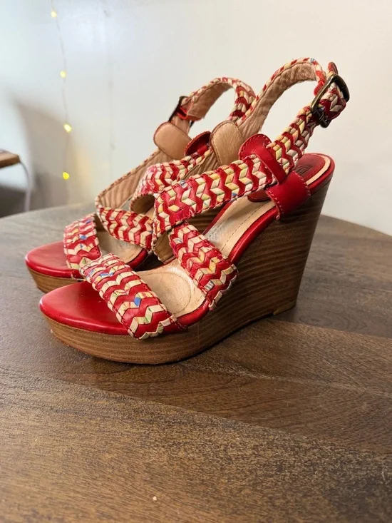 Frye Corrina Whipstitch Wedge Sandal Size 7 - Picture 1 of 8